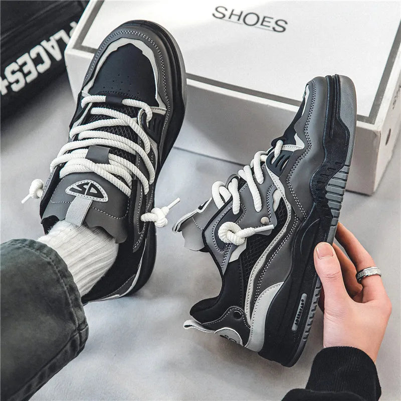 Men's Trendy Skate Shoes – Anti-Slip, Retro Lace-Up Sneakers